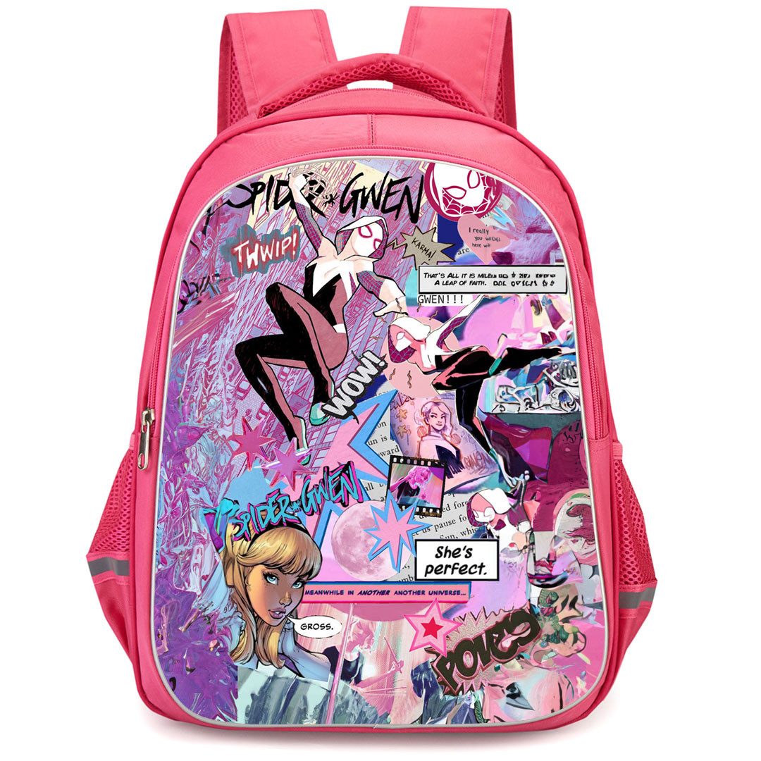 Spider Man Across The Spider Verse Spider Gwen Backpack StudentPack - Spider Gwen Text Collage