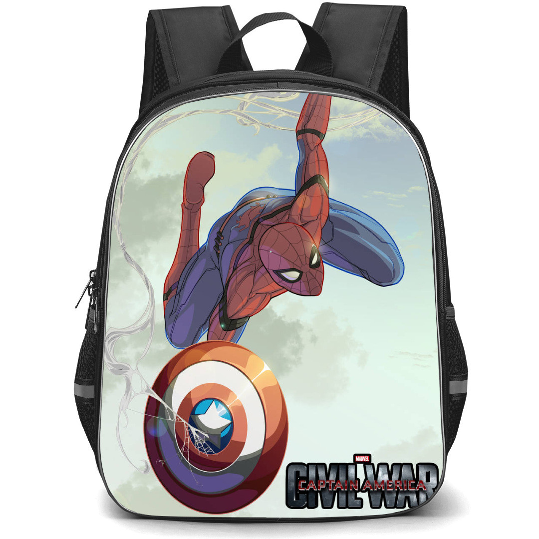 Marvel Spider Man Backpack StudentPack - Spider-Man Holding Captain America's Shield Comic Art