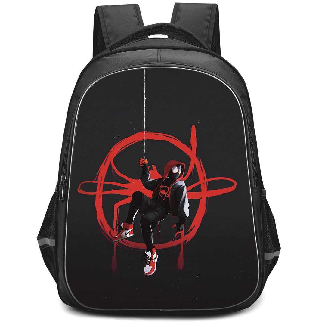 Spider Man Across The Spider Verse Miles Morales Backpack StudentPack - Miles Morales Sitting In Logo