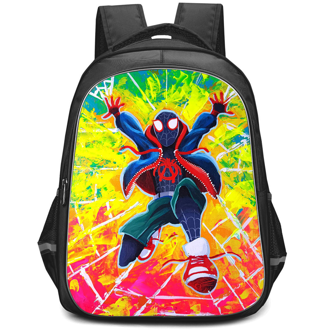 Spider Man Across The Spider Verse Miles Morales Backpack StudentPack - Miles Morales On Colorful Background