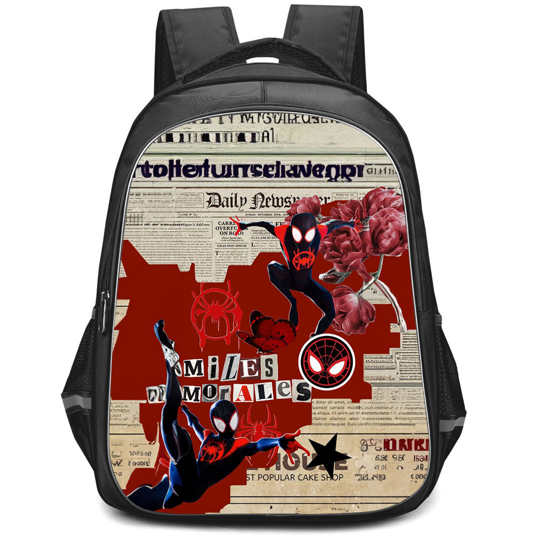 Spider Man Across The Spider Verse Miles Morales Backpack StudentPack - Miles Morales Newspaper Art