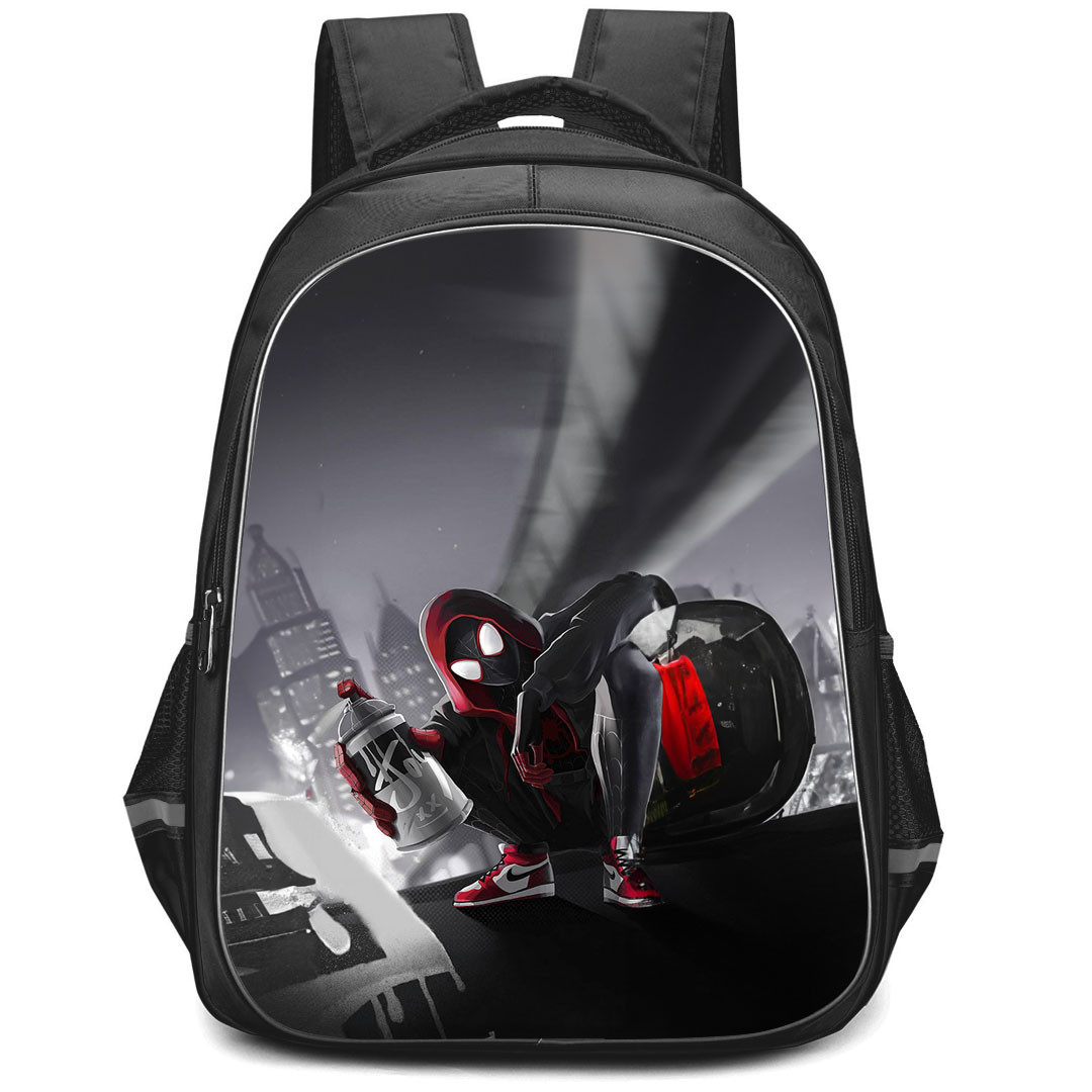 Spider Man Across The Spider Verse Miles Morales Backpack StudentPack - Miles Morales Spray Paint Night Scene