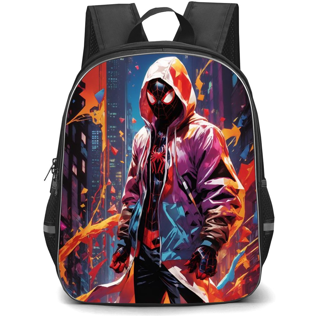 Marvel Spider Man Across The Spider Verse MIles Morales Backpack StudentPack - Spider Miles Morales In Flames Vector Art