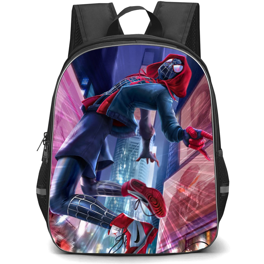 Marvel Spider Man Across The Spider Verse MIles Morales Backpack StudentPack - Spider Miles Morales Wearing Nike Air Jordan Illustration