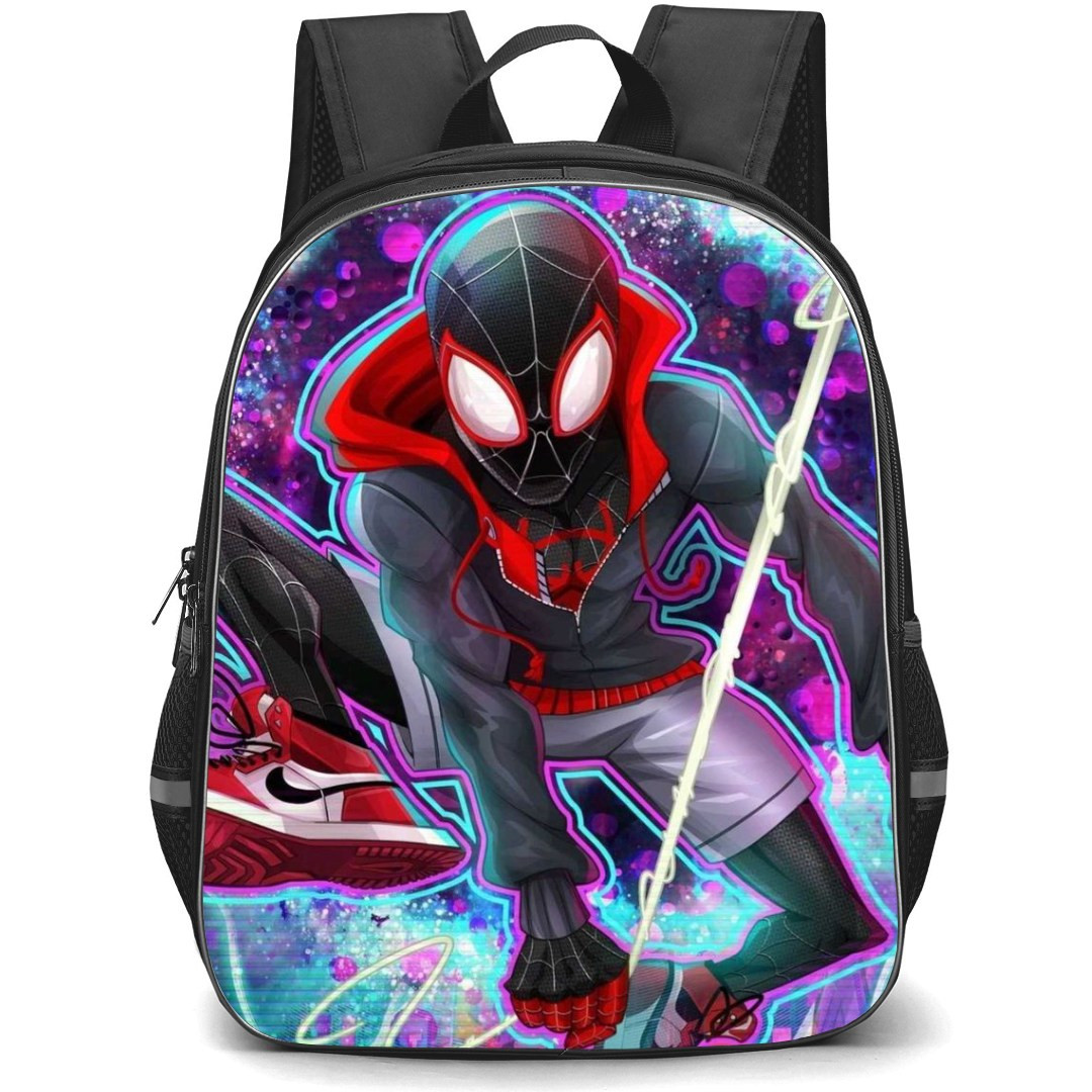 Marvel Spider Man Across The Spider Verse MIles Morales Backpack StudentPack - Spider Miles Morales Swinging Neon Pop Art
