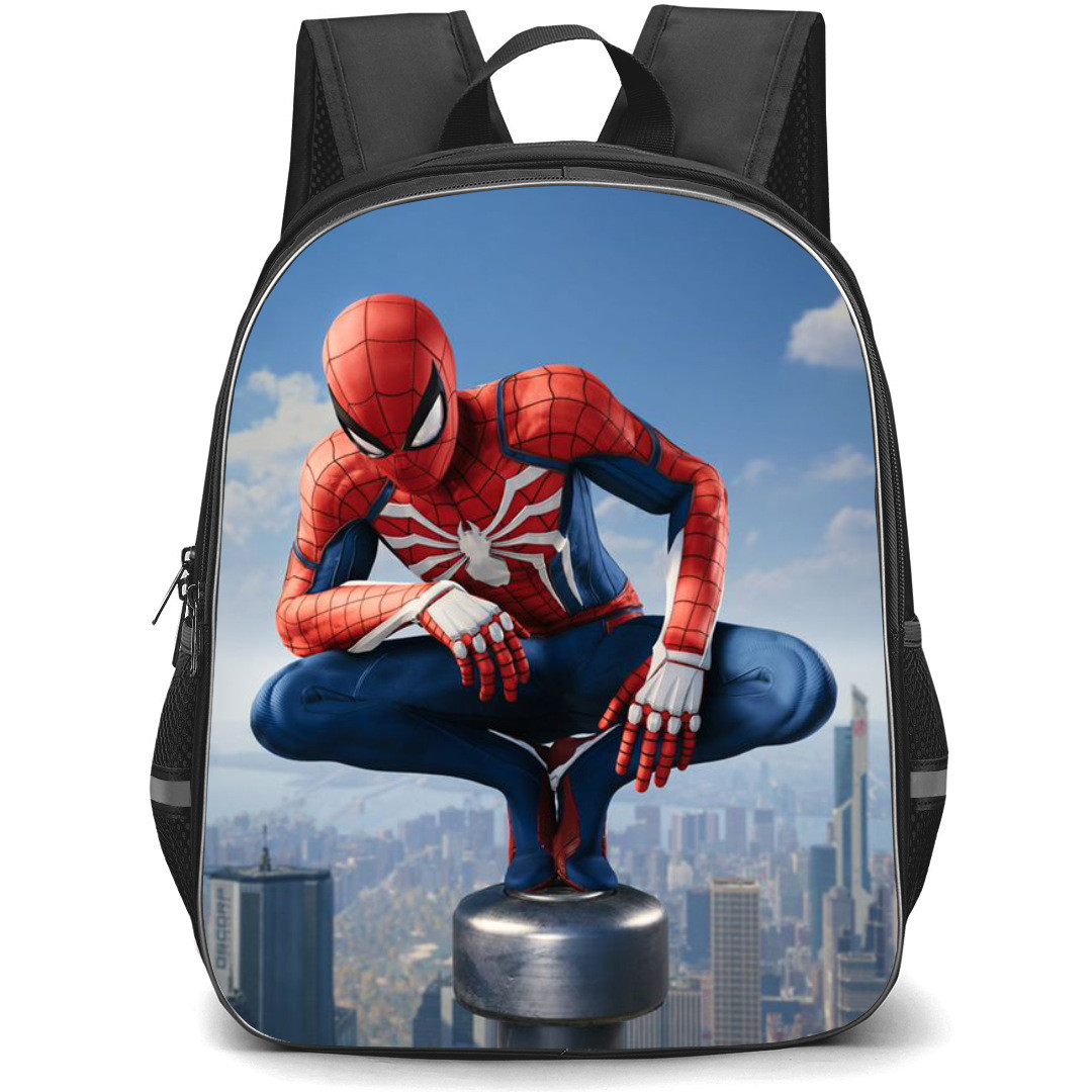 Marvel Spider Man Backpack StudentPack - Spider Man On Top Pole 3D City Background
