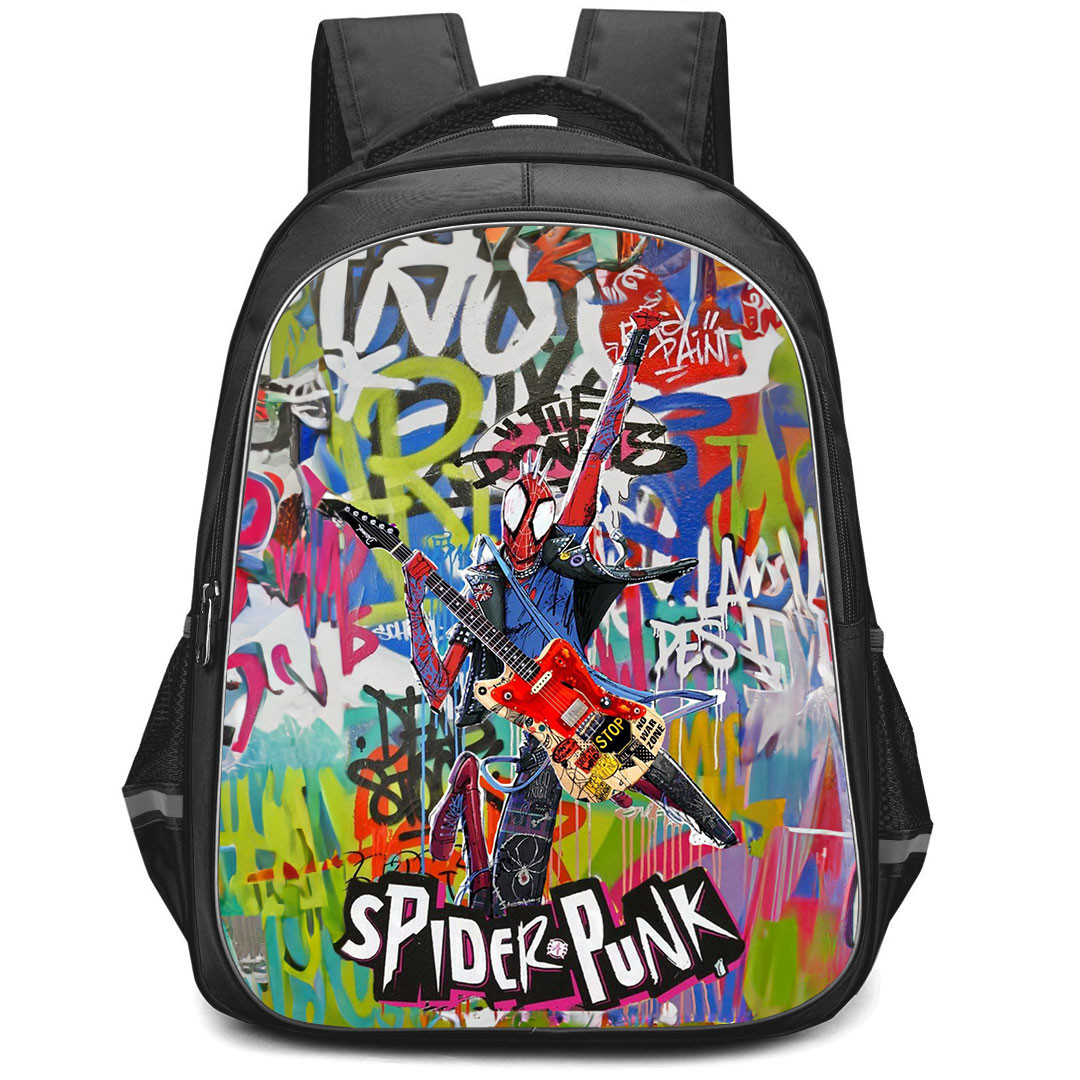 Spider Man Across The Spider Verse Spider Punk Backpack StudentPack - Spider Punk Graffiti Art