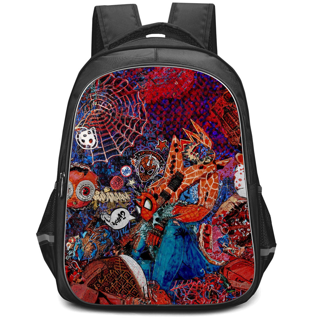 Spider Man Across The Spider Verse Spider Punk Backpack StudentPack - Spider Punk Playing Guitar
