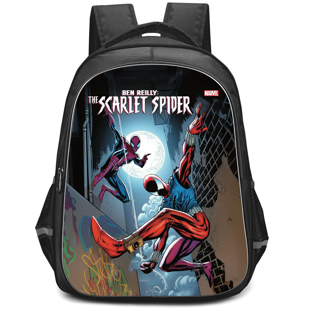 Spider Man Across The Spider Verse Scarlet Spider Backpack StudentPack - Scarlet Spider Comic Book Moon Background