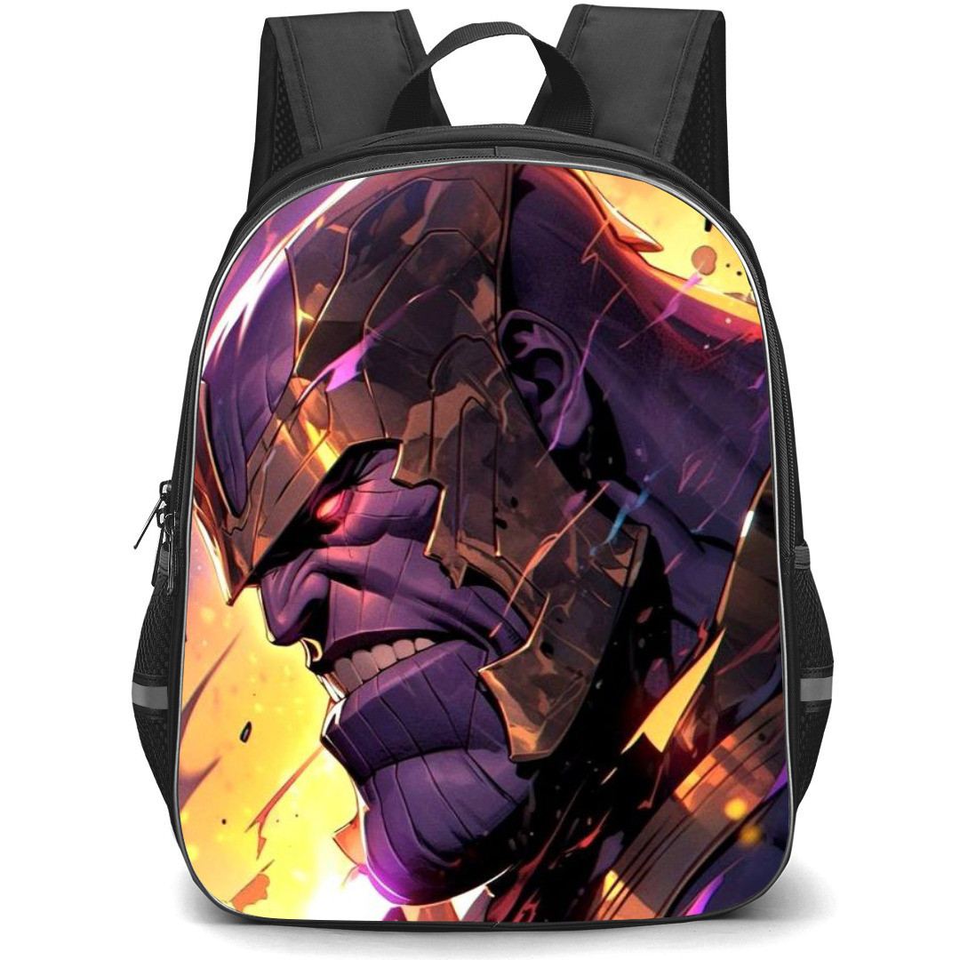 Marvels Thanos Backpack StudentPack - Thanos Head Portrait Illustration Yellow Background