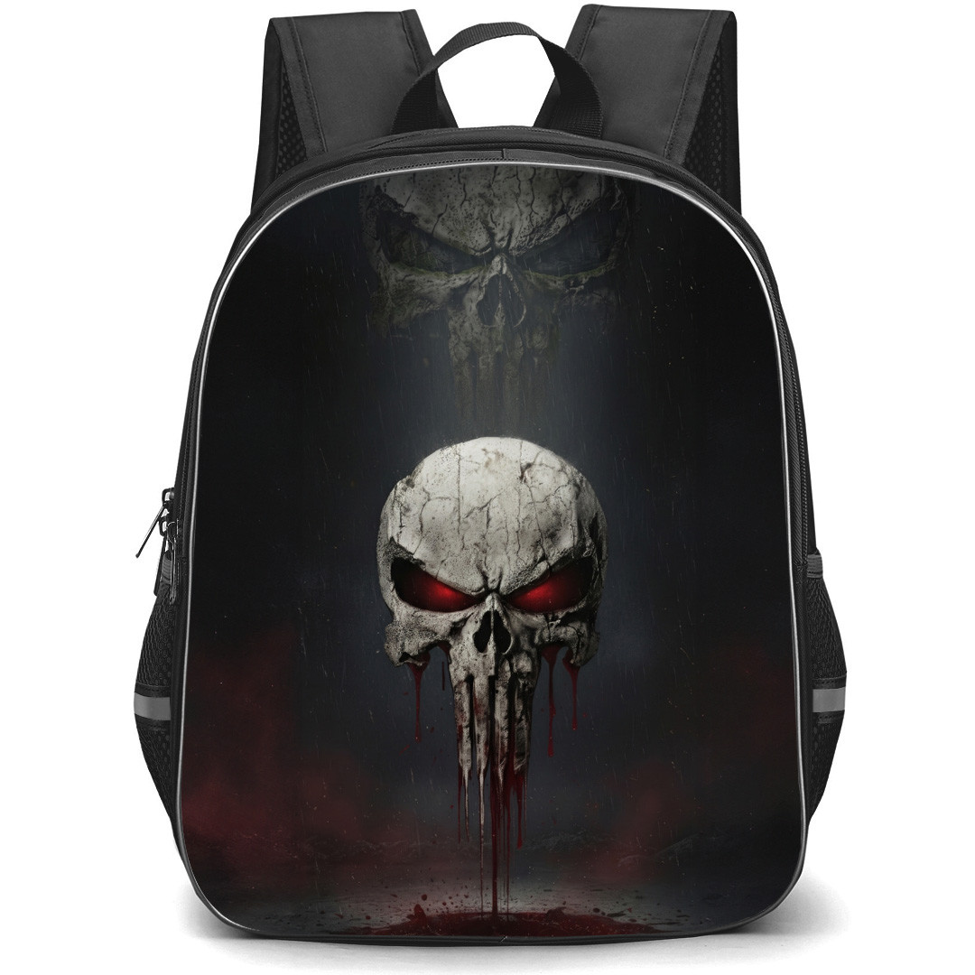 The Punisher Backpack School Bag StudentPack - The Punisher Glowing Red Eyes Logo Poster