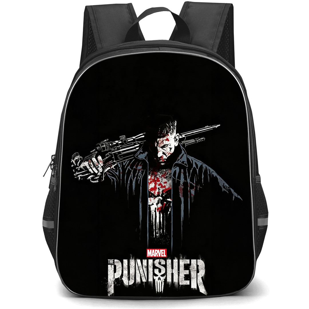 The Punisher Backpack School Bag StudentPack - The Punisher Holding Sniper Comic Art Poster