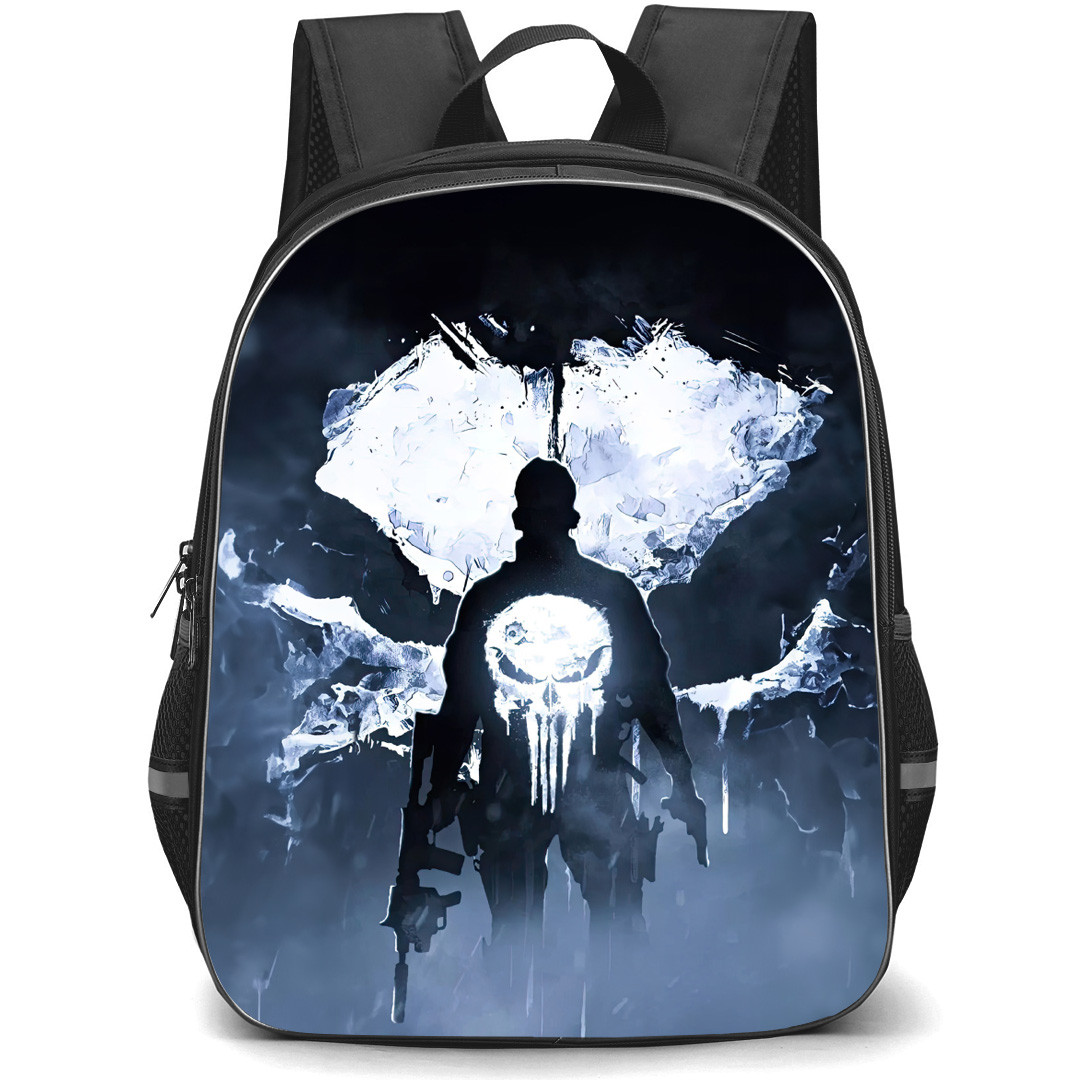 The Punisher Backpack School Bag StudentPack - The Punisher Back Fog Silhouette Portrait