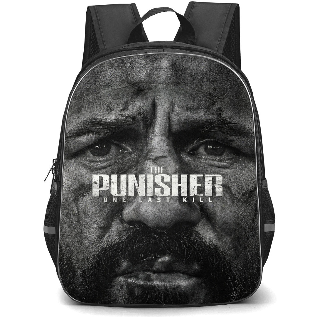 The Punisher Backpack School Bag StudentPack - The Punisher Close Up Portrait Black And White Poster