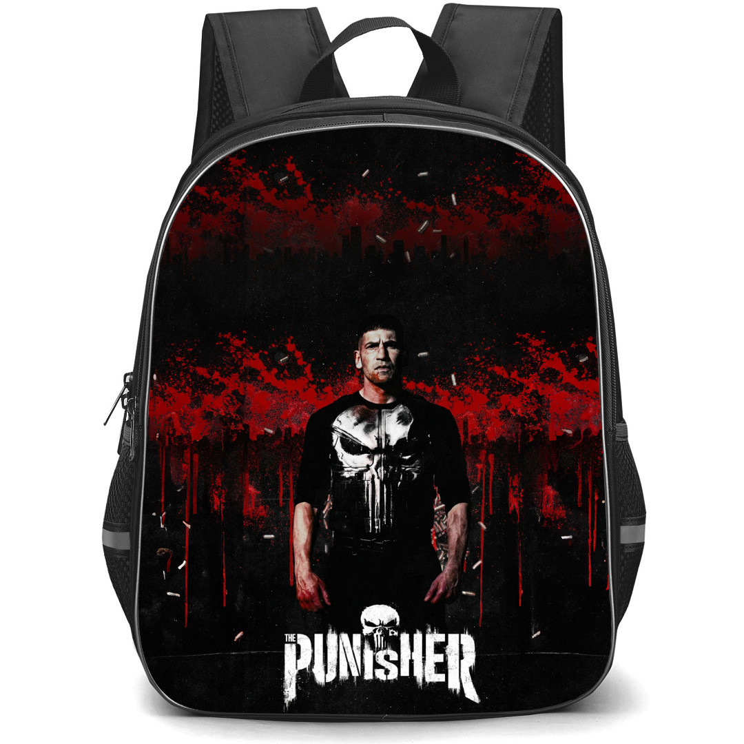 The Punisher Backpack School Bag StudentPack - The Punisher Fierce Blood Portrait Poster