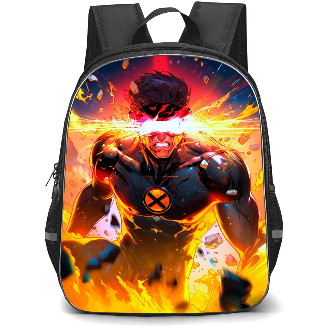 X-Men Cyclops School Backpack StudentPack - Cyclops Illustration Fire Background