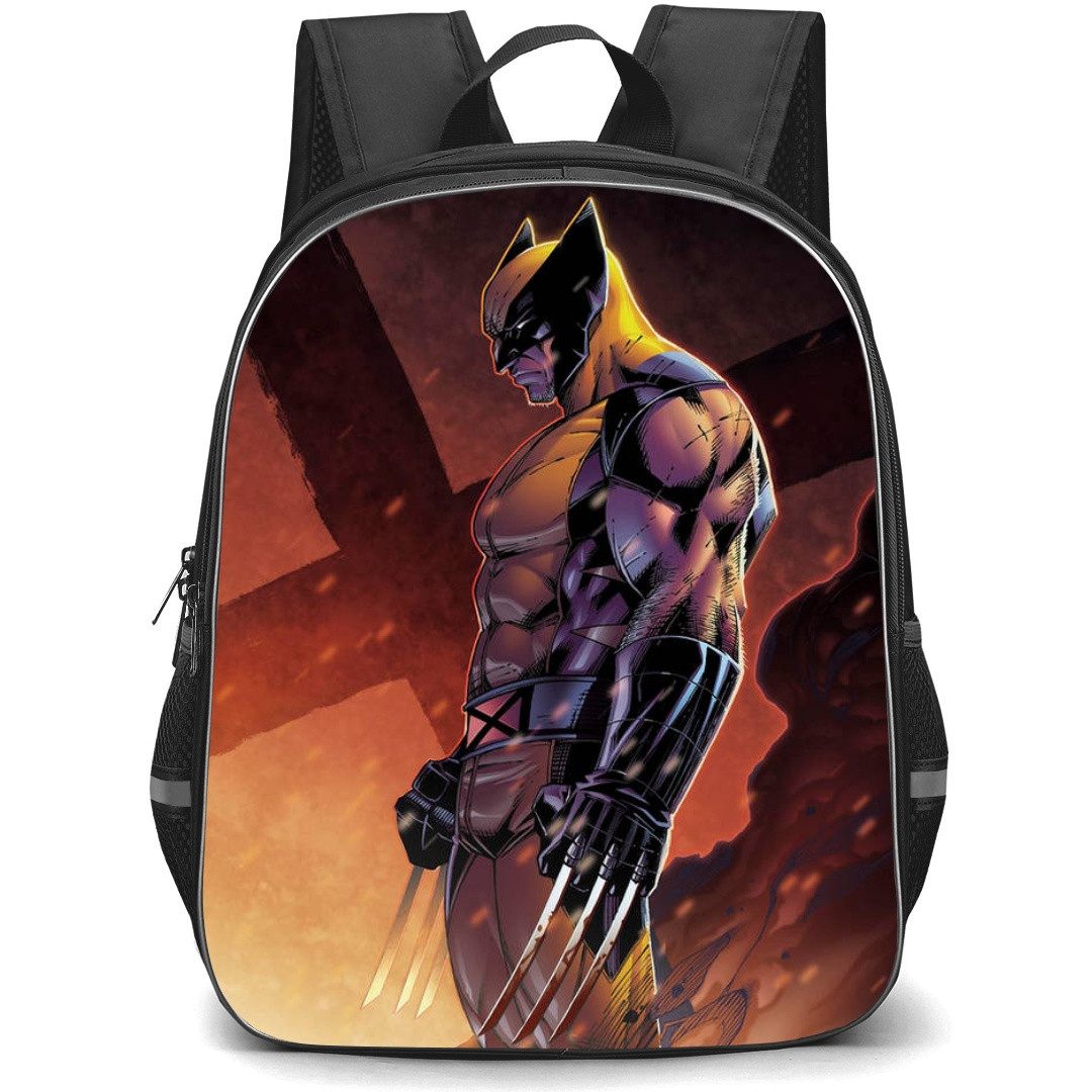 X-Men Wolverine School Backpack StudentPack - Wolverine Side Portrait Logo Background