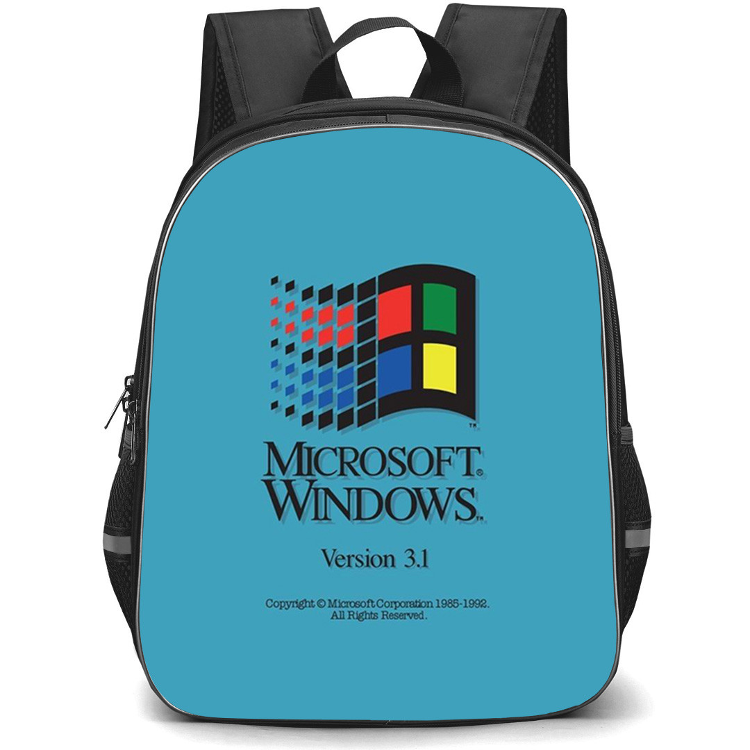 Microsoft Windows Backpack School Bag StudentPack - Microsoft Windows 3.1 Logo On Sky Blue Background