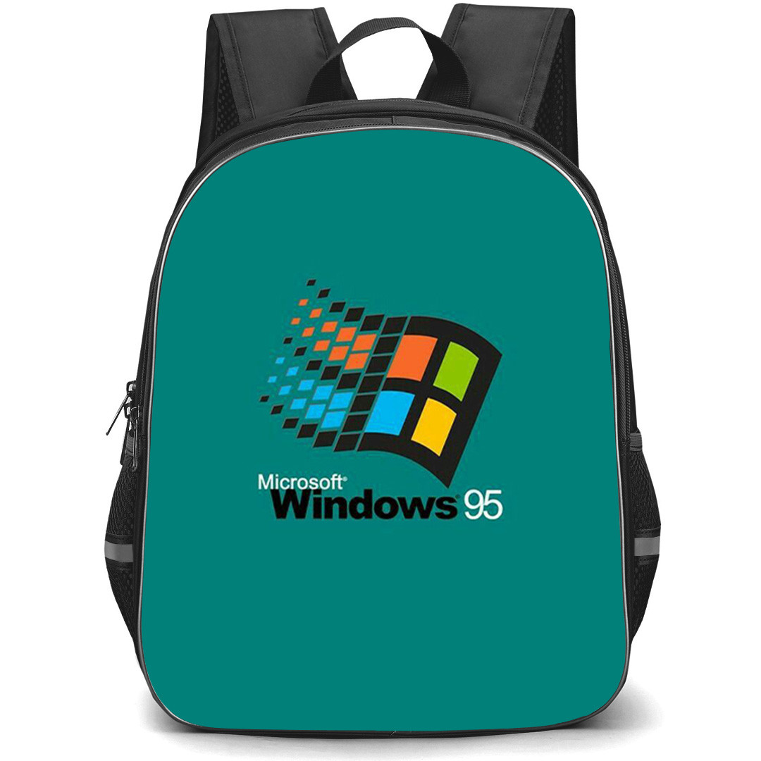 Microsoft Windows Backpack School Bag StudentPack - Microsoft Windows 95 Logo On Cyan Background