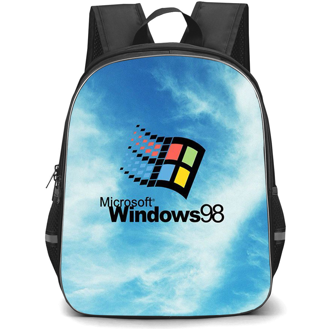 Microsoft Windows Backpack School Bag StudentPack - Microsoft Windows 98 Logo On Sky Background