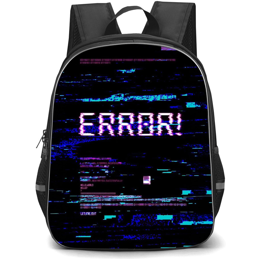 Microsoft Windows Backpack School Bag StudentPack - Microsoft Windows Error Glitch On Black Screen Background
