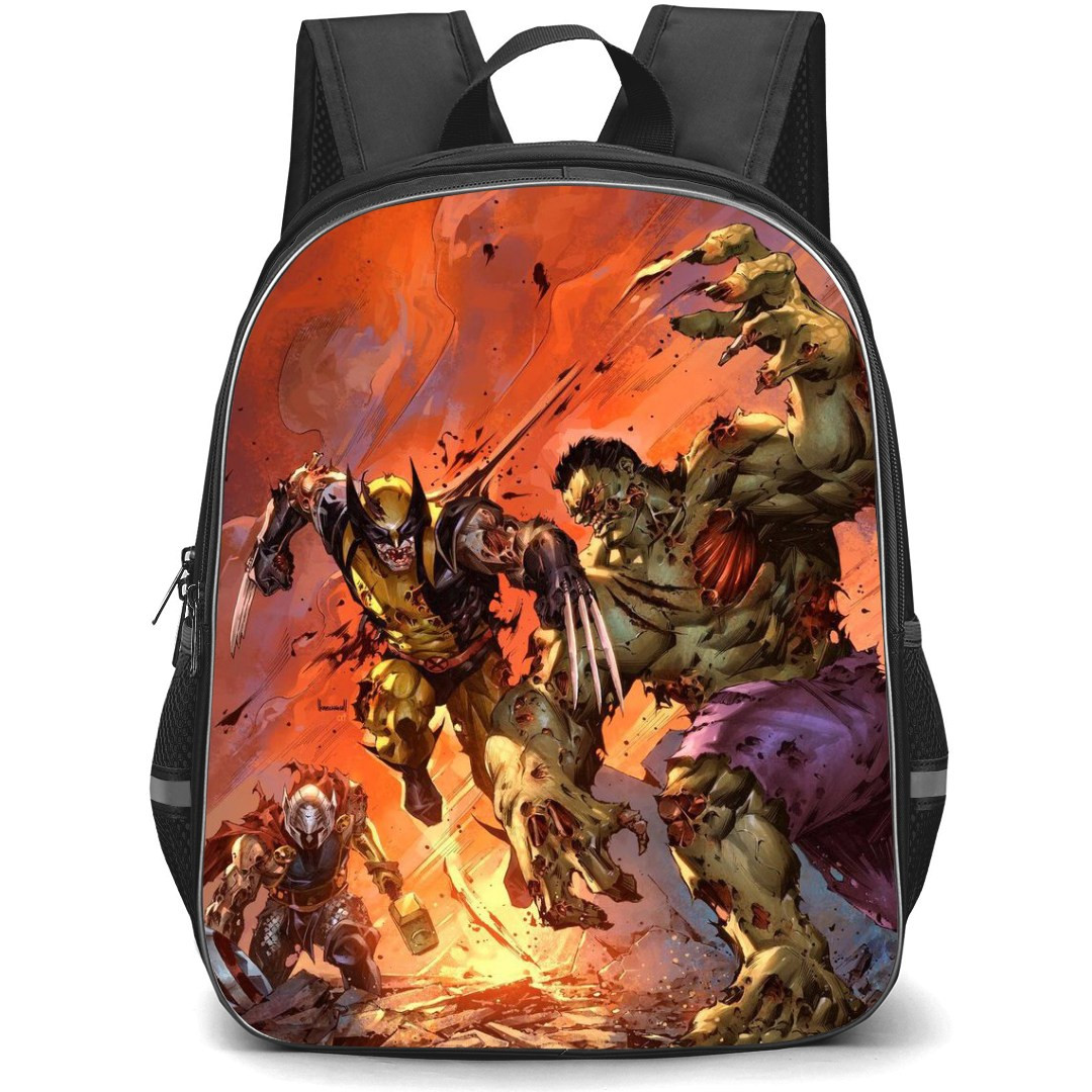 Marvel Zombies Backpack StudentPack - Characters Fight Fire Background