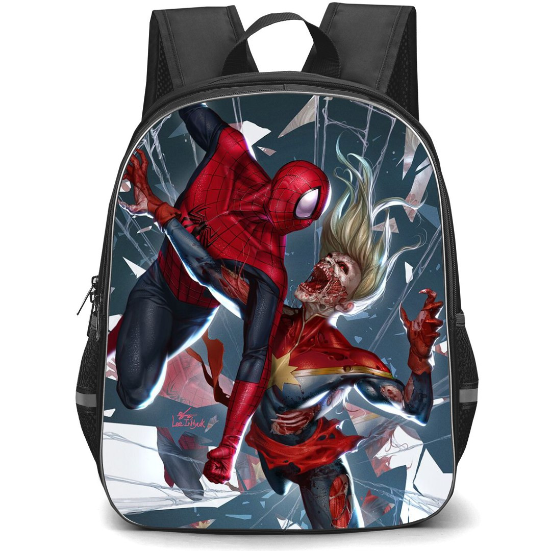 Marvel Zombies Backpack StudentPack - Spiderman Miss Marvel Fight Illustration