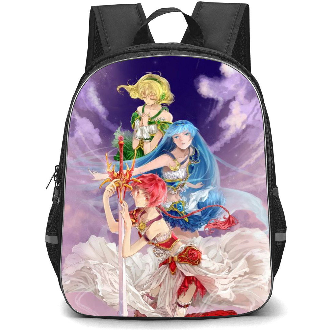 Magic Knight Rayearth Backpack StudentPack - Hikaru Fuu And Umi On Purple Sky Anime Illustration Art Poster