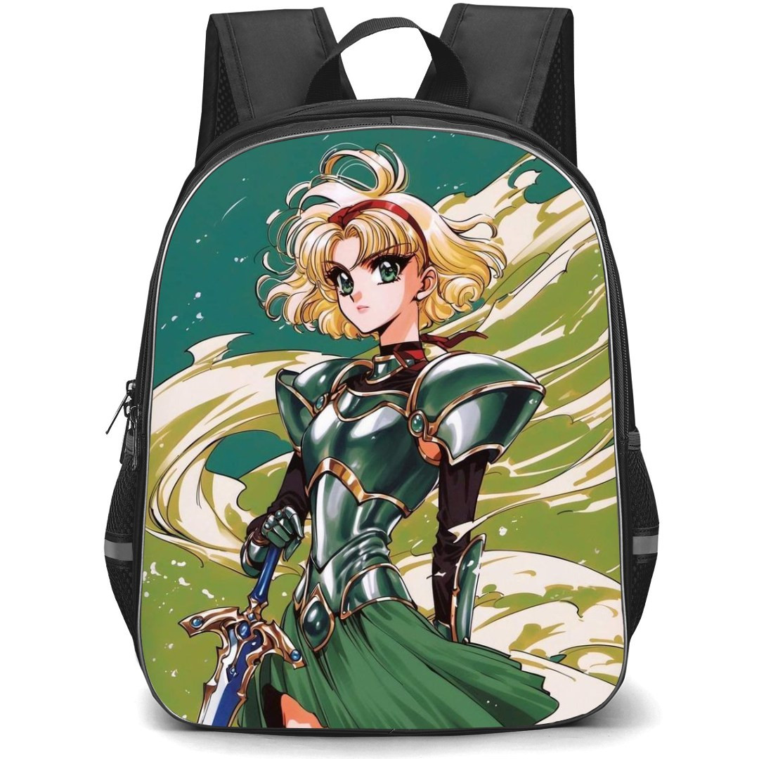 Magic Knight Rayearth Fuu Hououji Backpack StudentPack - Fuu Hououji Standing On Green Background Anime Art