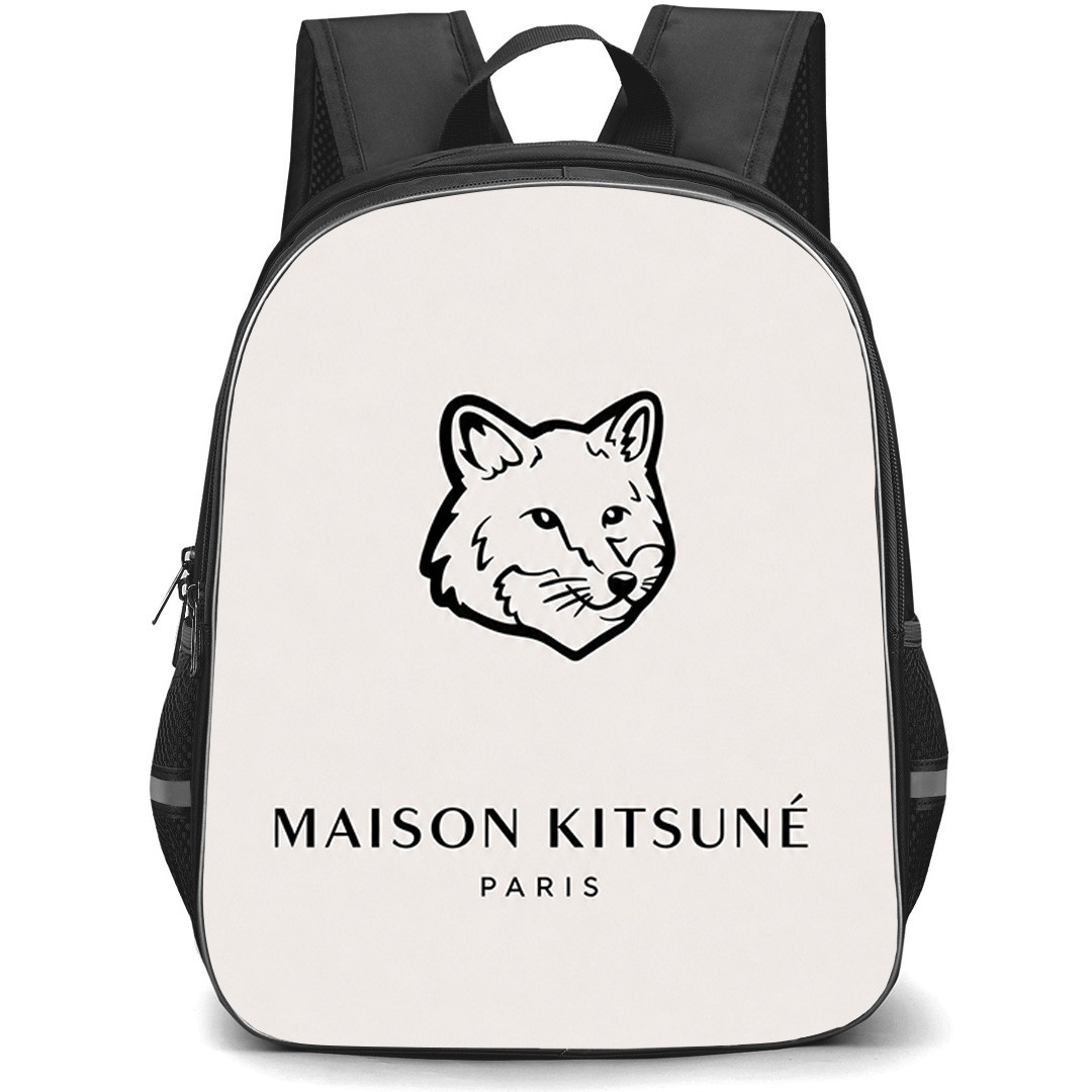 Maison Kitsune Backpack School Bag StudentPack - Maison Kitsune Classic Fox Head Minimalist Art On White Background