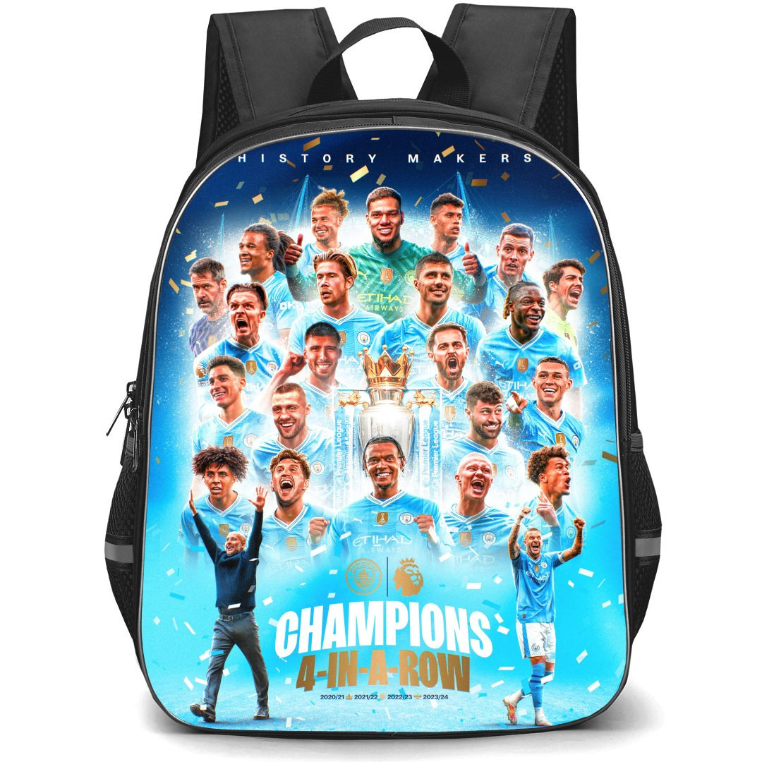 Manchester City F.C. Backpack StudentPack - Manchester City Champions 4-In-A-Row Poster