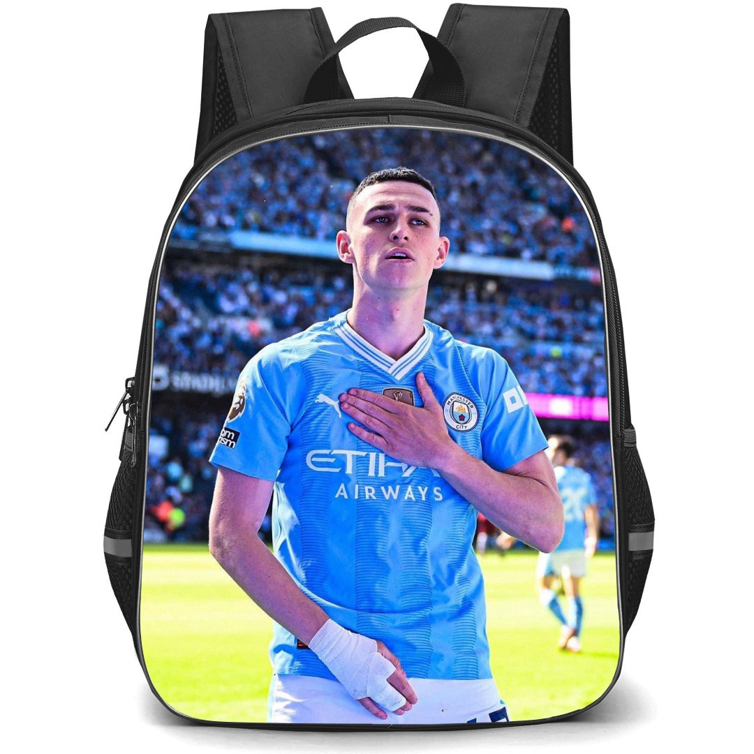 Manchester City F.C. Phil Foden Backpack StudentPack - Phil Foden Candid Picture During Match Poster