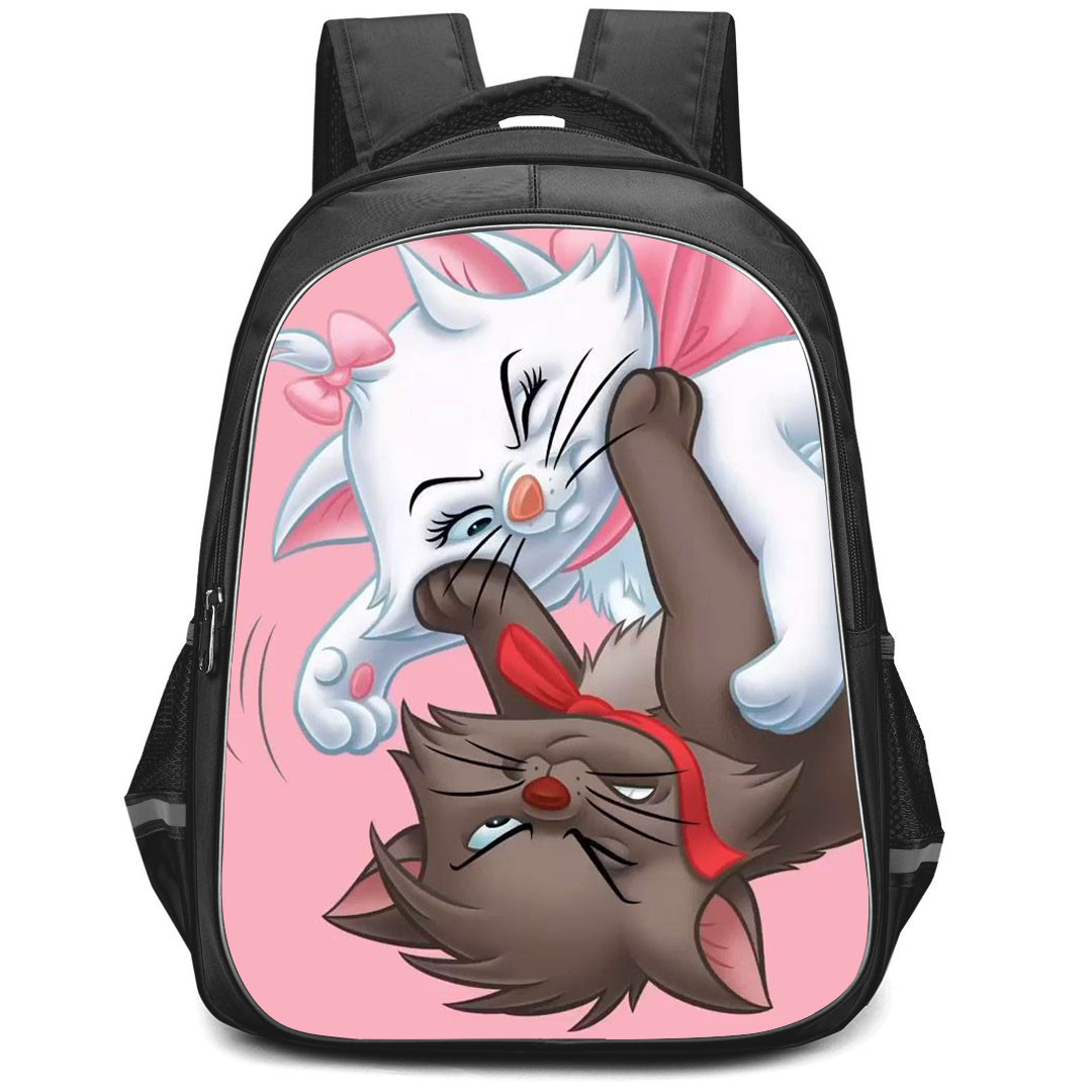 Marie Backpack StudentPack - Marie And Berlioz Fighting On Pink Background