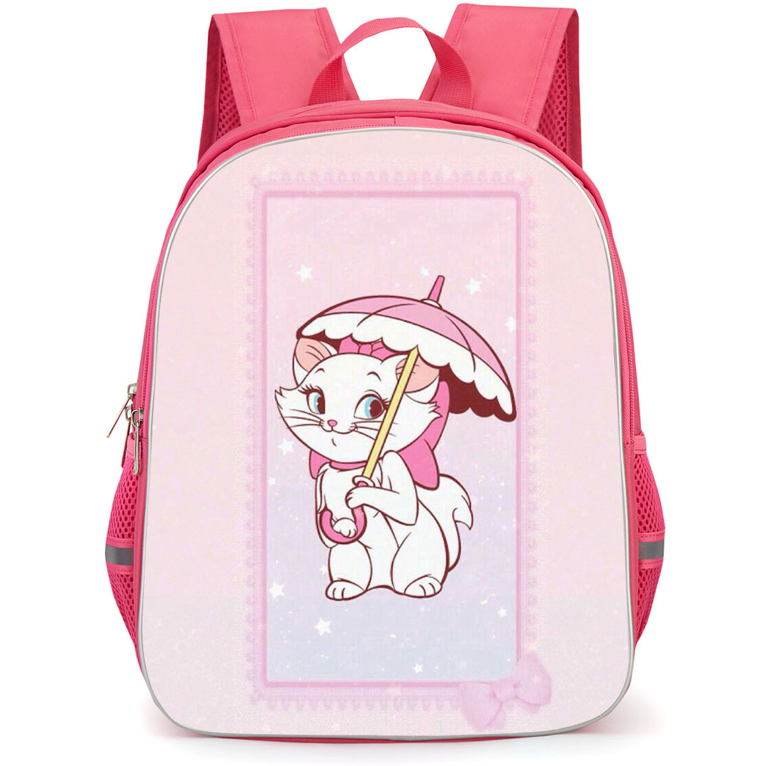 Marie Backpack StudentPack - Marie Holding Umbrella Pink Background