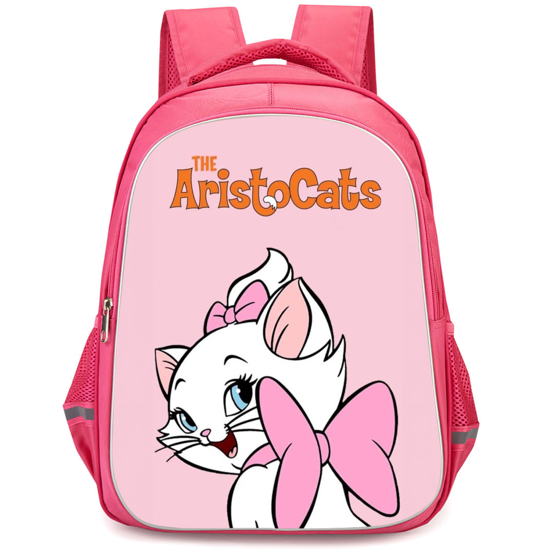 Marie Backpack StudentPack - Marie The Aristocats Looking Back On Pink Background