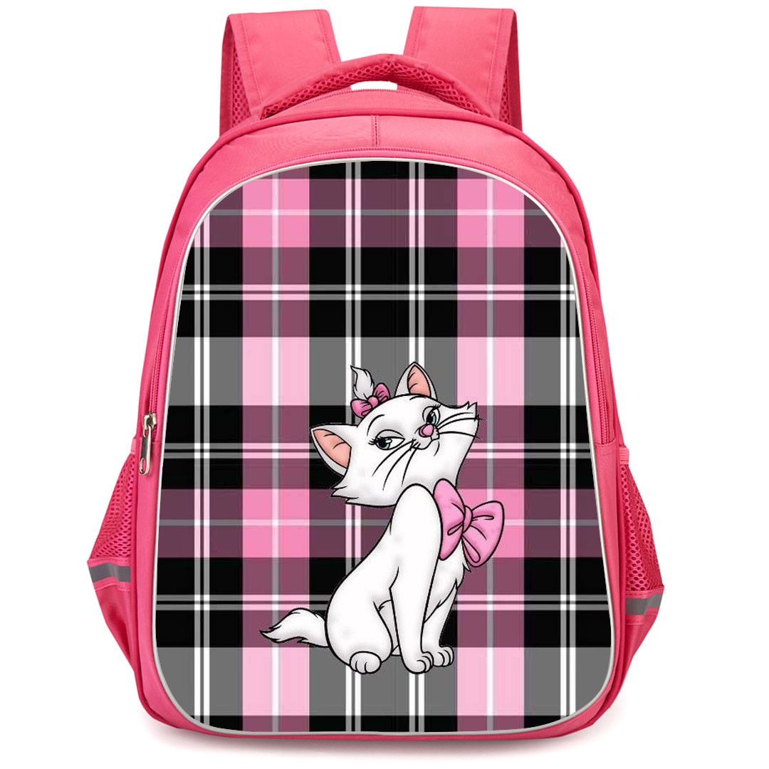 Marie Backpack StudentPack - Marie Standing On Black Pink Checkered Background