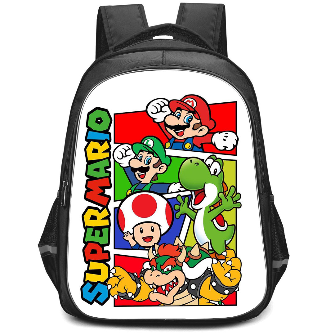Super Mario Backpack StudentPack - Super Mario Cartoon Art On White Background