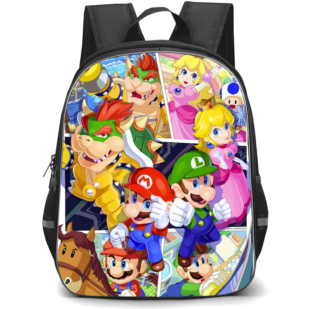 Super Mario Backpack StudentPack - Super Mario Characters Comic Background