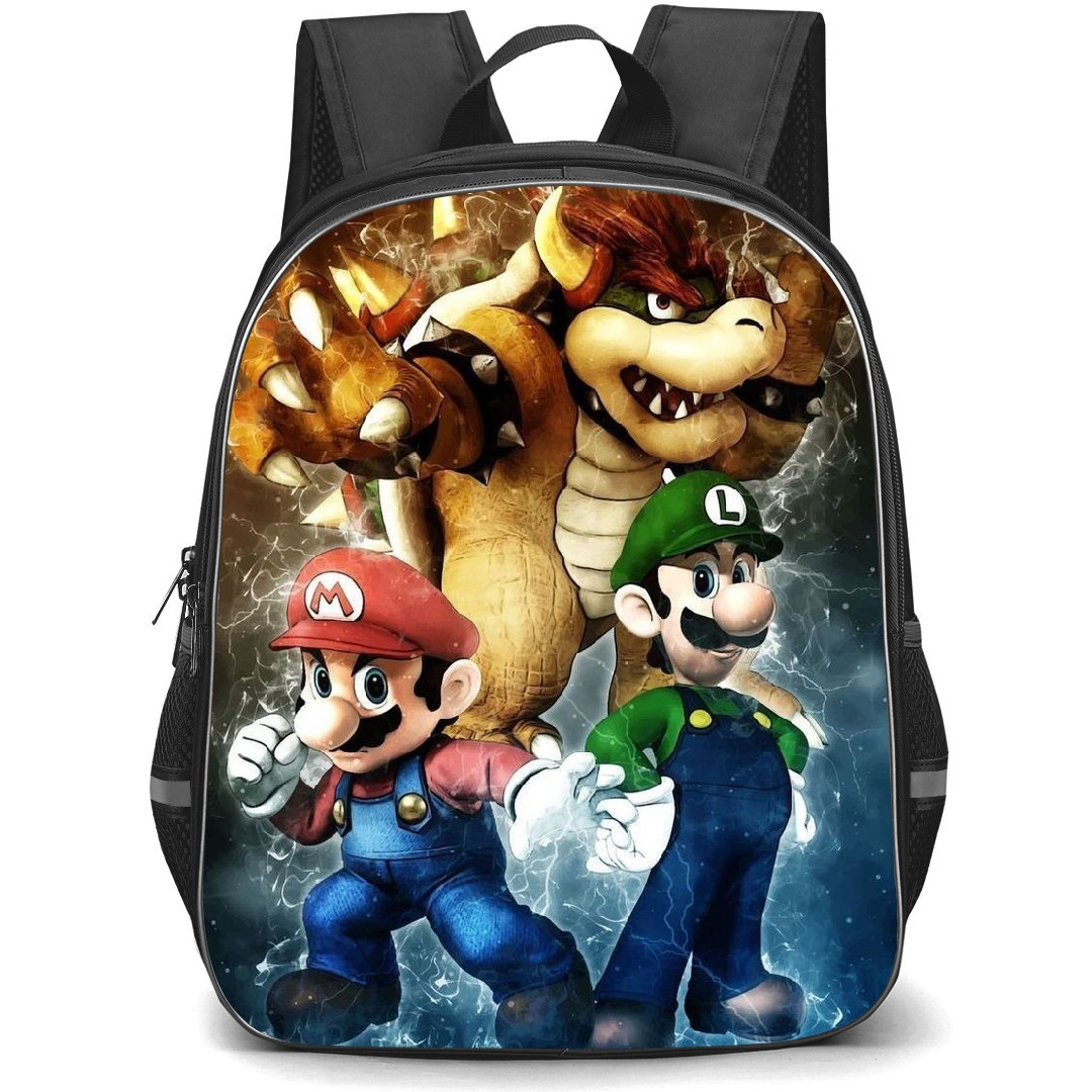 Super Mario Backpack StudentPack - Mario Luigi Bowser Fight Pose Illustration