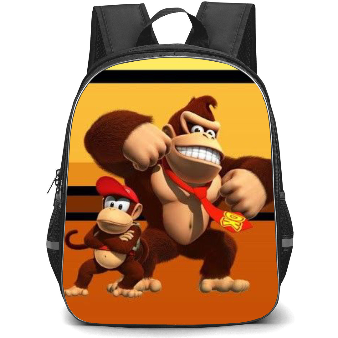 Super Mario Donkey Kong Backpack StudentPack - Character Stripe Background Cartoon Art
