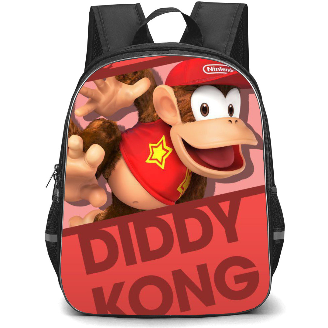 Super Mario Donkey Kong Backpack StudentPack - Diddy Kong Red Cartoon Art Word Art