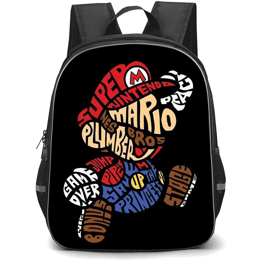 Super Mario Backpack StudentPack - Super Mario Work Art On Black Background