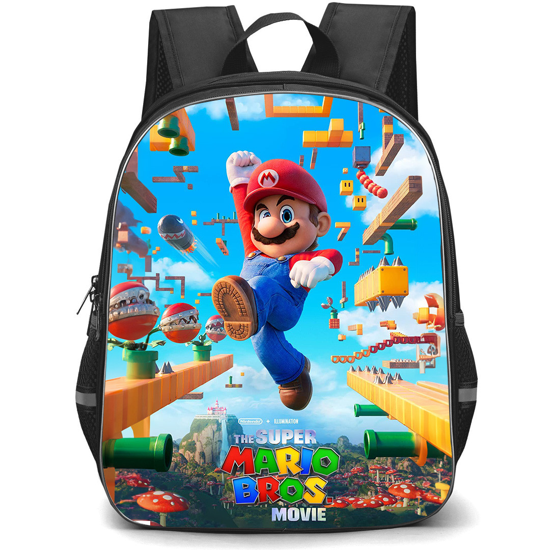 Super Mario Backpack StudentPack - Super Mario Movie Poster Game Level Background