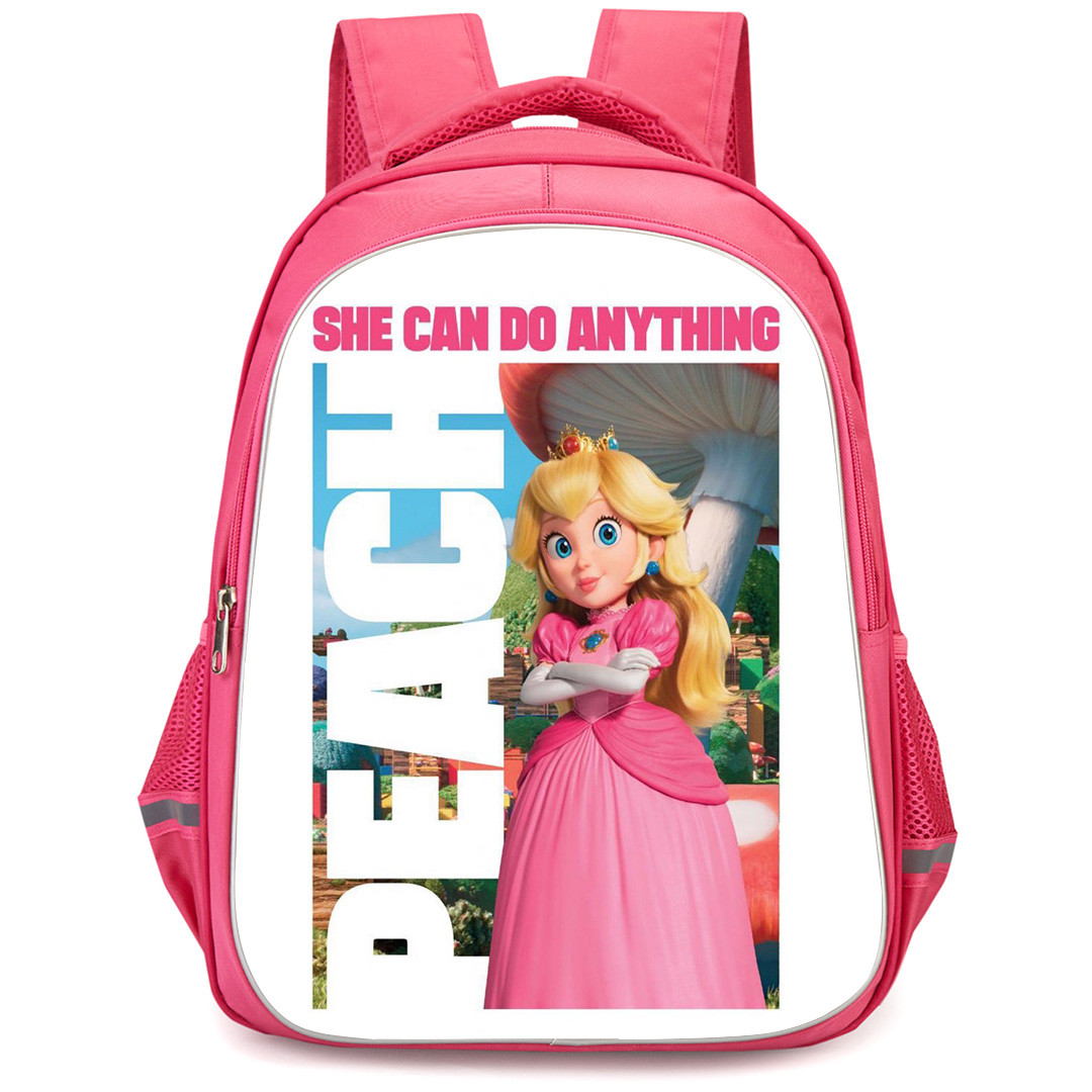Super Mario Peach Backpack StudentPack - Peach She Can Do Anything Text Art