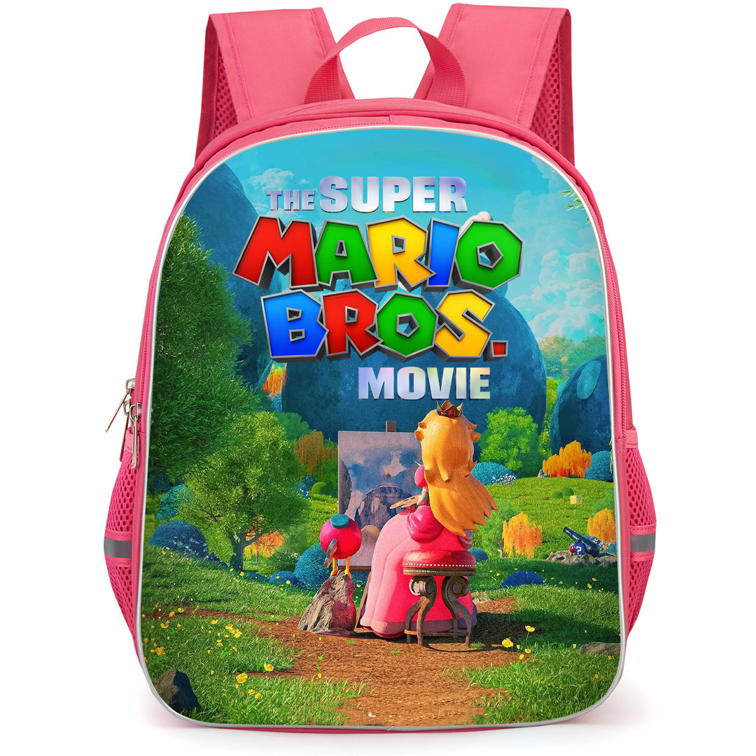 Super Mario Peach Backpack StudentPack - Mario Peach Movie Poster Garden Background