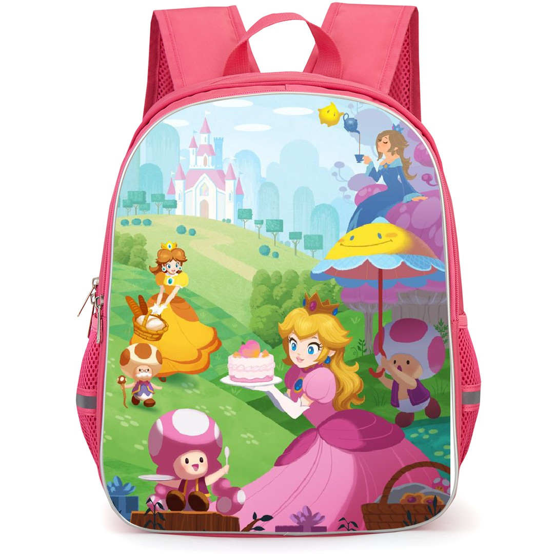 Super Mario BackPack StudentPack - Peach Daisy Rosalina Eating Illustration