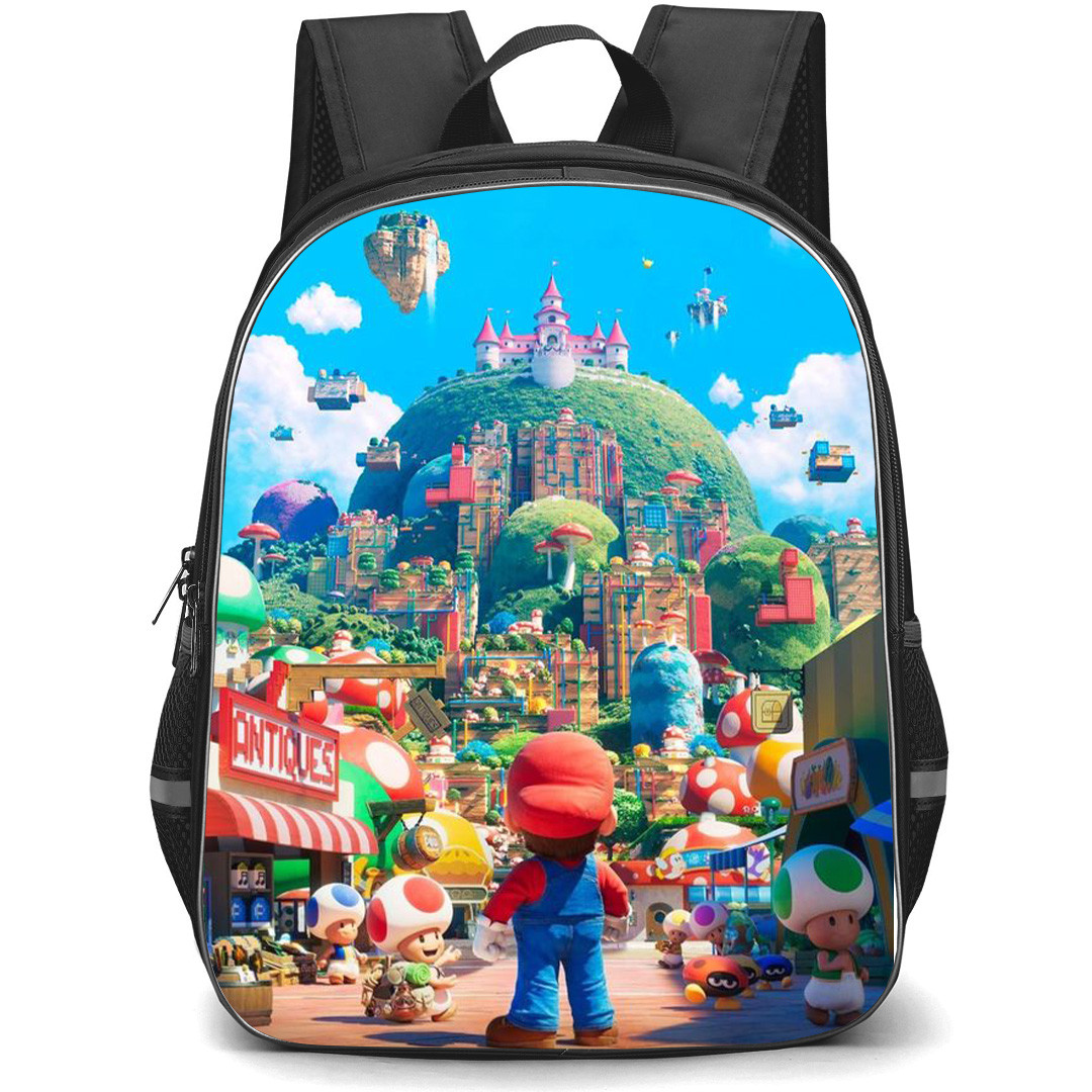 Super Mario Backpack StudentPack - Super Mario Bros Movie Poster Mario Looking Up At The Castle