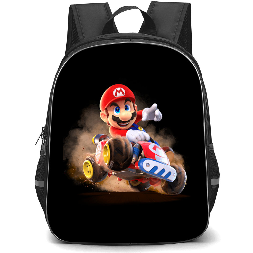 Mario Kart Mario Backpack School Bag StudentPack - Mario Riding Smile Sticker