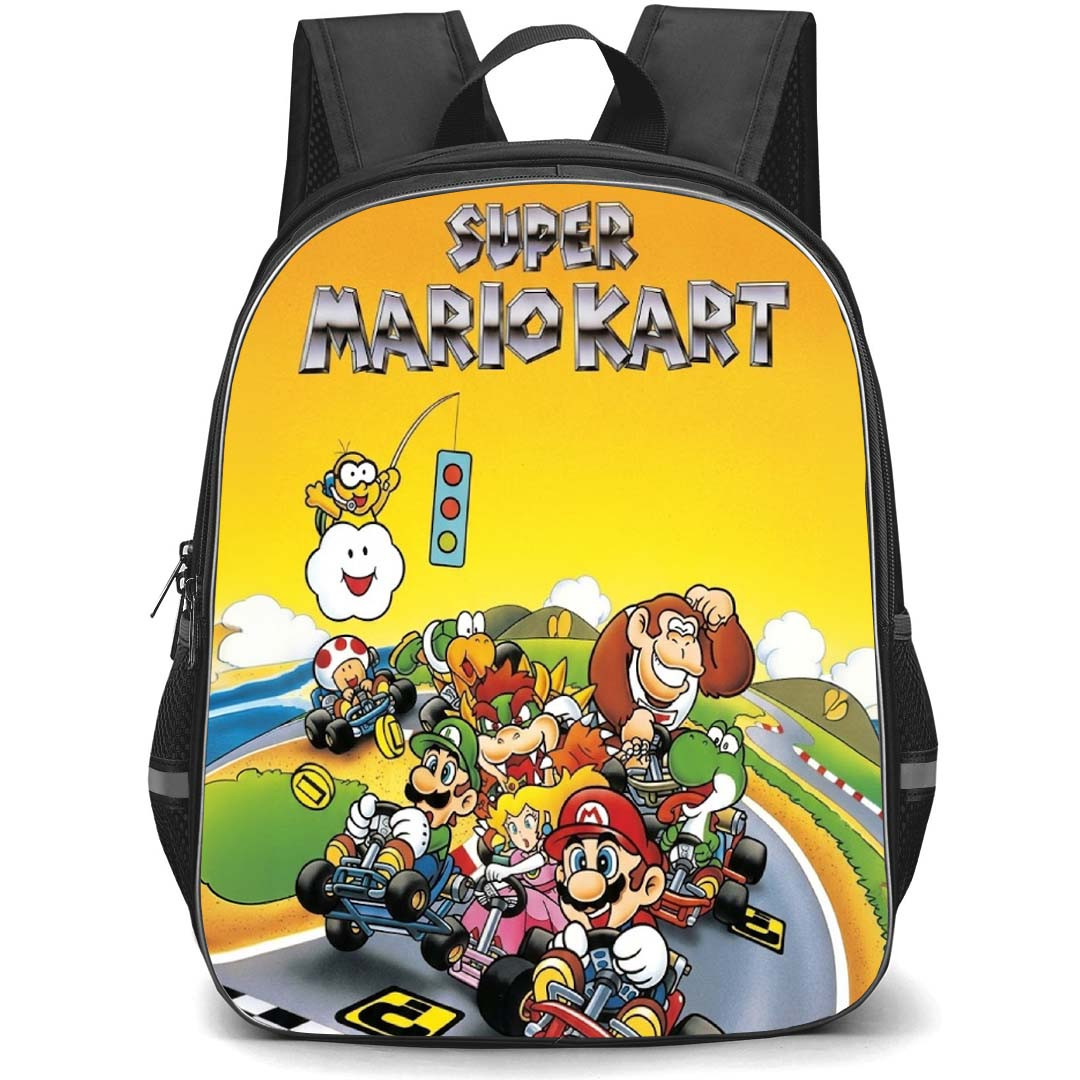 Mario Kart Backpack School Bag StudentPack - Mario Kart Retro Cartoon Art Poster