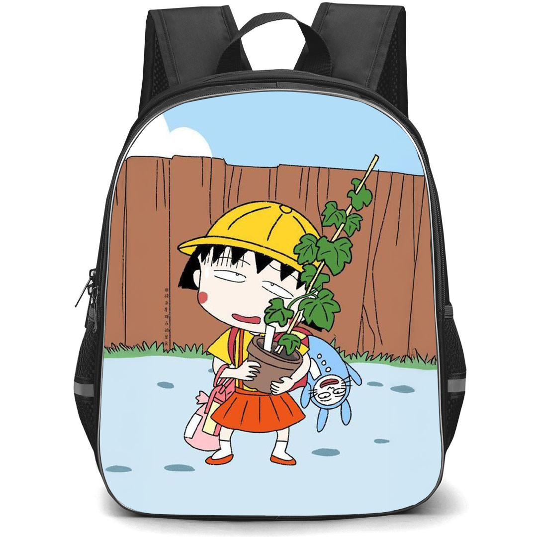 Chibi Maruko Chan Momoko Sakura Backpack School Bag StudentPack - Momoko Sakura Holding Holding Flower Pot Poster